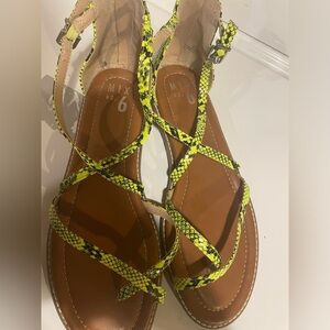 Lime green snakeskin sandals 9 1/2